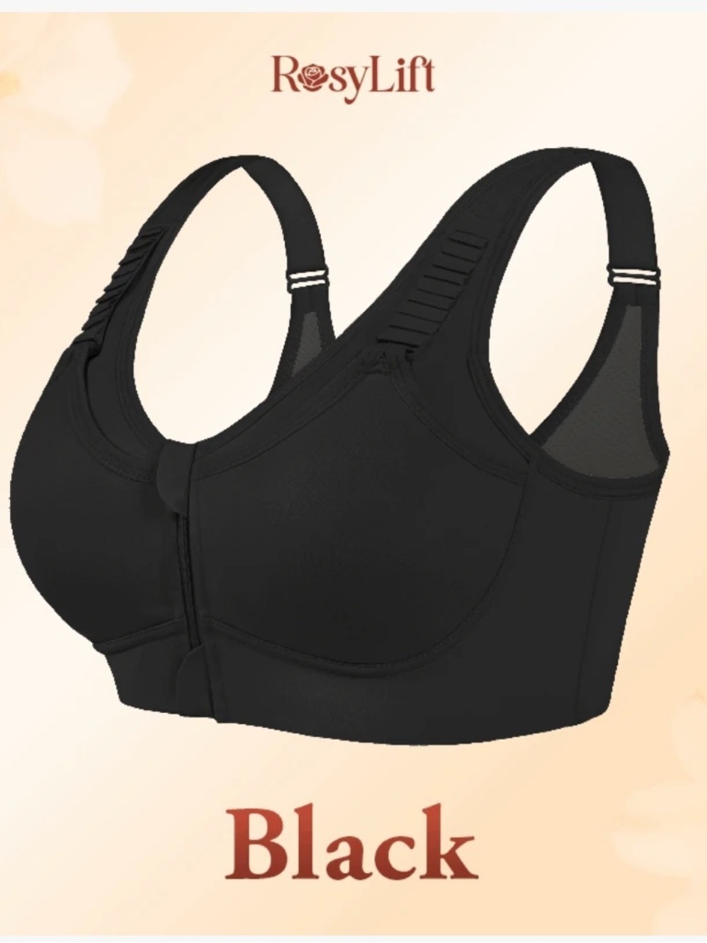 NWT ROSYLIFT ULTIMATE LIFTING BOUNCE CONTROL
FRONT ZIP BRA Black Size Large